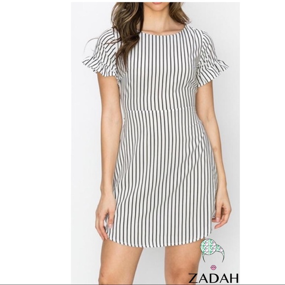 Dresses & Skirts - Stripe Ruffle Sleeve Dress
